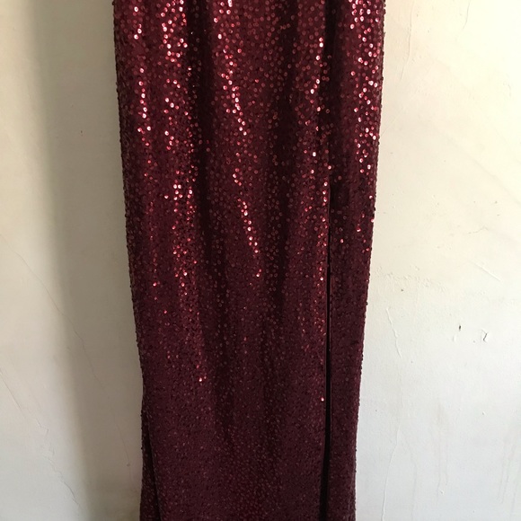 Adrianna Papell Sequin Mermaid Dress in Deep Wine - Picture 5 of 7